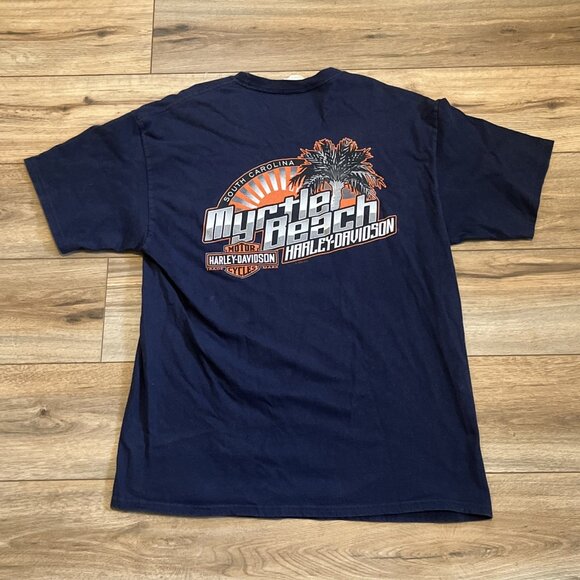 Harley Davidson Motorcycle Joker T Shirt SZ XL Navy Biker Myrtle Beach SC - Picture 8 of 8